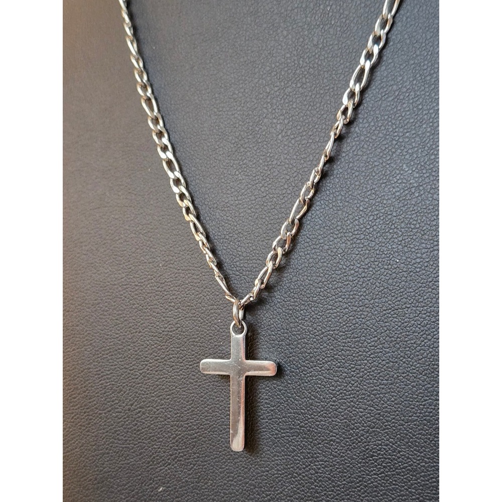 Silvertone Cross Necklace Vintage